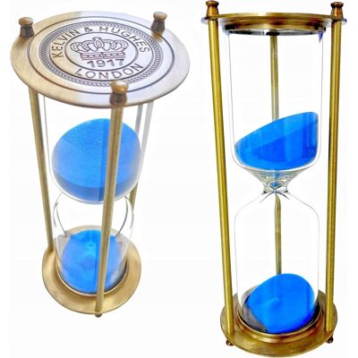 Bezmarkowe Elegancka Klepsydra Timer 30 Min Dekoracyjna Metalowa Niebieski Proszek Bezmarkowe Elegancka Klepsydra Timer 30 Min Dekoracyjna Metalowa Niebieski Proszek