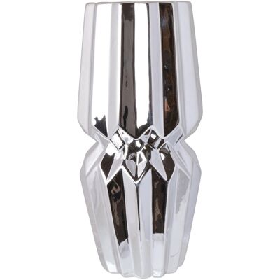 Chiny Ewax, Wazon ceramiczny duży Geometryczny 18111-30, srebrny, 14x14x30,5 cm Chiny Ewax, Wazon ceramiczny duży Geometryczny 18111-30, srebrny, 14x14x30,5 cm