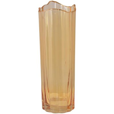 Chiny Ewax, Wazon szklany miodowy ze złotym rantem, 10x10x30 cm Chiny Ewax, Wazon szklany miodowy ze złotym rantem, 10x10x30 cm