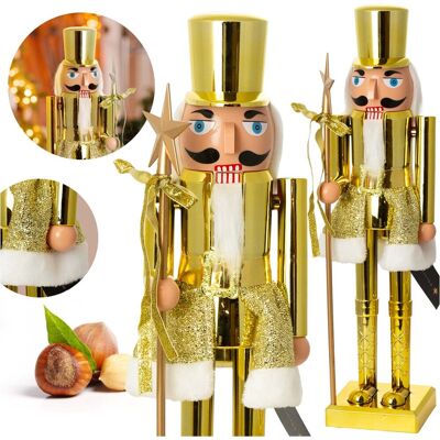 EDANTI Figurka Dziadek Do Orzechów 60 Cm Boże Narodzenie Złoty Czapka Płaska EDANTI Figurka Dziadek Do Orzechów 60 Cm Boże Narodzenie Złoty Czapka Płaska