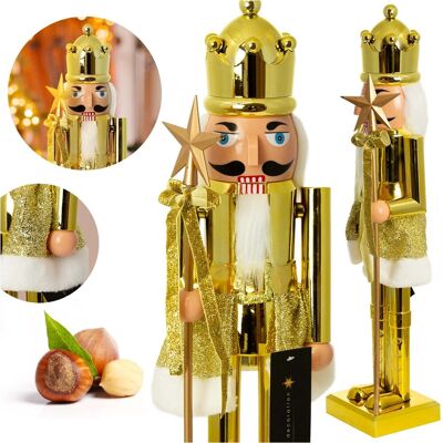 EDANTI Figurka Dziadek Do Orzechów 60 Cm Boże Narodzenie Złoty Czapka Z Bombką EDANTI Figurka Dziadek Do Orzechów 60 Cm Boże Narodzenie Złoty Czapka Z Bombką