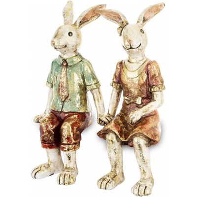 ART Figurka Króliki Siedzące Zajączki Zakochana Para Ozdoba Dekoracja Prezent ART Figurka Króliki Siedzące Zajączki Zakochana Para Ozdoba Dekoracja Prezent