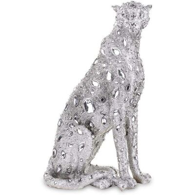 Figurka PIGMEJKA Leopard, srebrna, 36x21 cm Figurka PIGMEJKA Leopard, srebrna, 36x21 cm