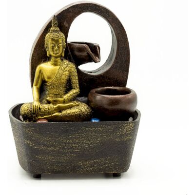 ANCIENT WISDOM Fontanna Wodna Nablatowa - 21.5 cm - Złoty Budda i ANCIENT WISDOM Fontanna Wodna Nablatowa - 21.5 cm - Złoty Budda i