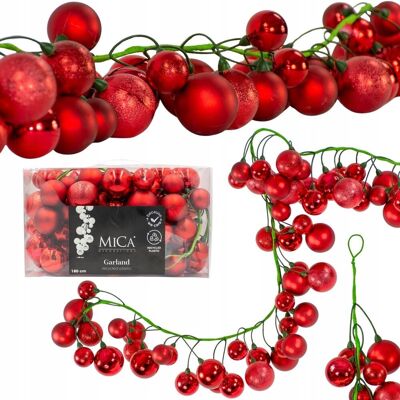 Mica Decorations GAŁĄZKA GIRLANDA 180CM Z BOMBKAMI 80 SZT.MICA CZERWONA Mica Decorations GAŁĄZKA GIRLANDA 180CM Z BOMBKAMI 80 SZT.MICA CZERWONA