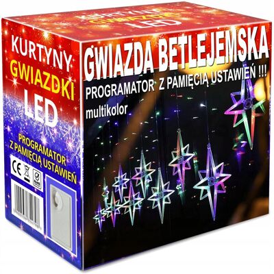 CORTINA - LED Gwiazdki - Przezroczysty kabel - 4,1 m - Dekoracyjne lampki zasłonowe CORTINA - LED Gwiazdki - Przezroczysty kabel - 4,1 m - Dekoracyjne lampki zasłonowe