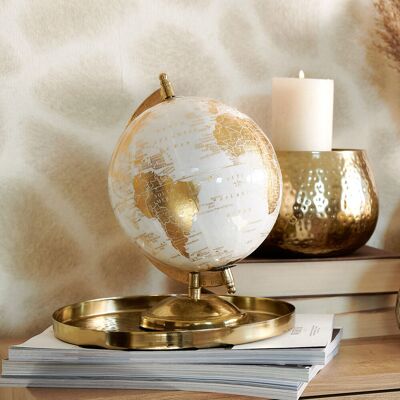 Globus dekoracyjny GLOBE w kolorze złota i bieli 18x15x25 cm HOMLA Globus dekoracyjny GLOBE w kolorze złota i bieli 18x15x25 cm HOMLA