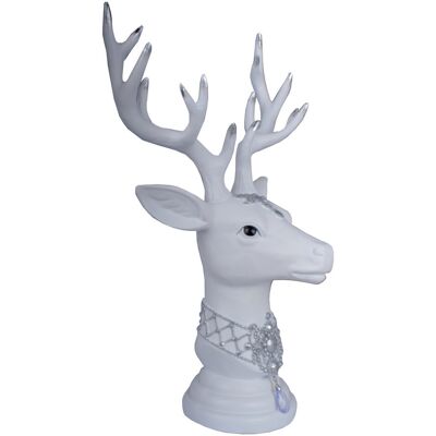 Ewax Głowa renifera ze srebrną dekoracją, 27x17,5x42,5 cm Ewax Głowa renifera ze srebrną dekoracją, 27x17,5x42,5 cm