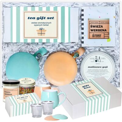 Cup&You Gotowy zestaw kosz prezentowy Big Box Tea Gift Set herbata smakowa PREMIUM różne smaki świeca sojowa kubek z zaparzaczem i pokrywką 2szt Cup&You Gotowy zestaw kosz prezentowy Big Box Tea Gift Set herbata smakowa PREMIUM różne smaki świeca sojowa kubek z zaparzaczem i pokrywką 2szt