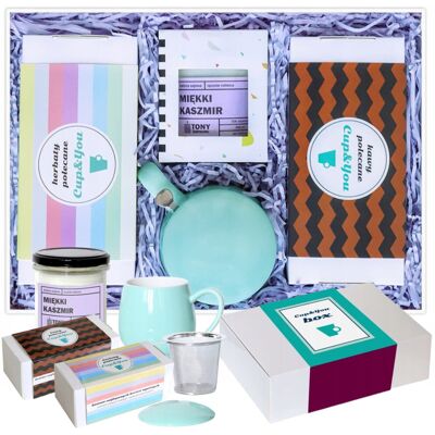 Cup&You Gotowy Zestaw Kosz Prezentowy „the Best Box“ Kawy I Herbaty Smakowe Premium Kubek Zaparzacz Świeca Sojowa Prezent Upominek Na Wyjątkową Okazję Dla K.. Cup&You Gotowy Zestaw Kosz Prezentowy „the Best Box“ Kawy I Herbaty Smakowe Premium Kubek Zaparzacz Świeca Sojowa Prezent Upominek Na Wyjątkową Okazję Dla K..