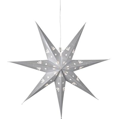 Zawieszona gwiazda papierowa StarTrading Metasol - 70cm - E14 w zestawie - Srebrny Zawieszona gwiazda papierowa StarTrading Metasol - 70cm - E14 w zestawie - Srebrny