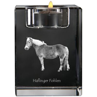 Haflinger Fohlen - świecznik ze zdjęciem kota, kryształowa podstawka na tealight, personalizowany prezent marki Art-Dog Haflinger Fohlen - świecznik ze zdjęciem kota, kryształowa podstawka na tealight, personalizowany prezent marki Art-Dog