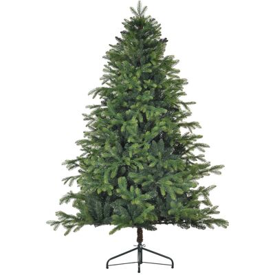 HOMCOM 6ft Artificial Christmas Tree with 1700 Tips, Metal Base, Realistic Hinged Xmas Tree for Home Office, Green HOMCOM 6ft Artificial Christmas Tree with 1700 Tips, Metal Base, Realistic Hinged Xmas Tree for Home Office, Green