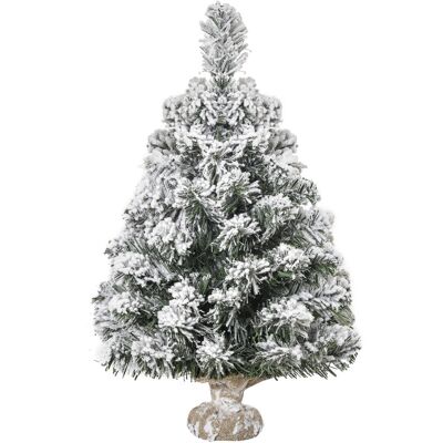 HOMCOM Mini Sztuczna Choinka 60 cm Sztuczna Jodła ze Śniegiem, 67 Końcówek Choinka na Cementowej Podstawie Dekoracja Świąteczna do Biura, Salonu HOMCOM Mini Sztuczna Choinka 60 cm Sztuczna Jodła ze Śniegiem, 67 Końcówek Choinka na Cementowej Podstawie Dekoracja Świąteczna do Biura, Salonu