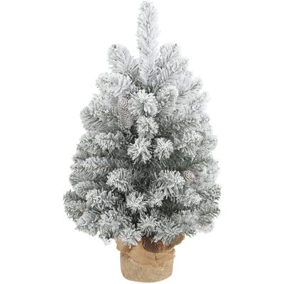 HOMCOM Mini sztuczna choinka 60 cm Sztuczna jodła ze śniegiem, 72 końcówki 6 szyszek sosnowych Choinka na cementowej podstawie Dekoracja świąteczna .. HOMCOM Mini sztuczna choinka 60 cm Sztuczna jodła ze śniegiem, 72 końcówki 6 szyszek sosnowych Choinka na cementowej podstawie Dekoracja świąteczna ..