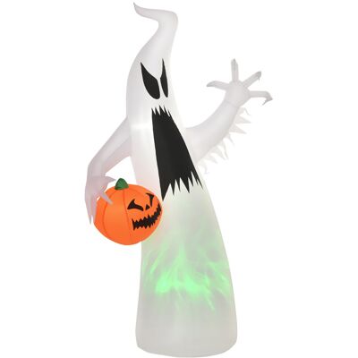 Homcom Samonadmuchujący Się Duch Z Led Jako Dekoracja Halloween, Poliester, Biały, 105 X 65 X 180 Cm Homcom Samonadmuchujący Się Duch Z Led Jako Dekoracja Halloween, Poliester, Biały, 105 X 65 X 180 Cm
