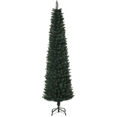 HOMCOM Sztuczna choinka, 180 cm z 380 gałęziami, smukła forma, składany metalowy stojak, dekoracje świąteczne, Zielony HOMCOM Sztuczna choinka, 180 cm z 380 gałęziami, smukła forma, składany metalowy stojak, dekoracje świąteczne, Zielony