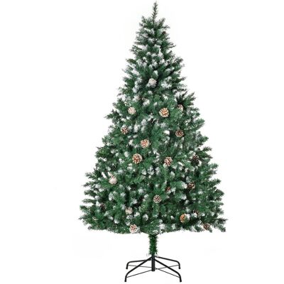 HOMCOM Sztuczna choinka bożonarodzeniowa 180 cm, sosna z 59 szyszkami, śnieg, 1111 szyszek, ozdoba świąteczna w zestawie z metalowym stojakiem do uż.. HOMCOM Sztuczna choinka bożonarodzeniowa 180 cm, sosna z 59 szyszkami, śnieg, 1111 szyszek, ozdoba świąteczna w zestawie z metalowym stojakiem do uż..