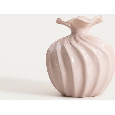 HOMLA Wazon AURELIA z falista górą beżowy 16,5x16,5x19 cm HOMLA Wazon AURELIA z falista górą beżowy 16,5x16,5x19 cm