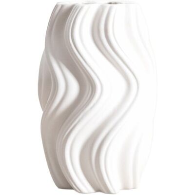 HOMLA Wazon SALANA falowany biały 16x15x26 cm HOMLA Wazon SALANA falowany biały 16x15x26 cm