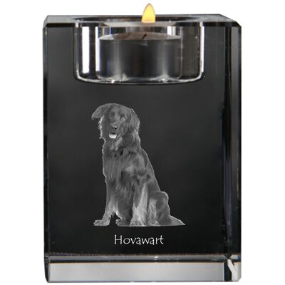 Hovawart - świecznik ze zdjęciem psa, kryształowa podstawka na tealight, personalizowany prezent marki Art-Dog Hovawart - świecznik ze zdjęciem psa, kryształowa podstawka na tealight, personalizowany prezent marki Art-Dog
