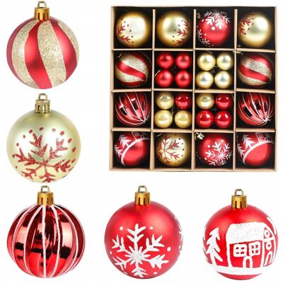 Inny producent JOFONY Bombki Choinkowe Zestaw 44 Sztuk Czerwone Złote 6cm 3cm Inny producent JOFONY Bombki Choinkowe Zestaw 44 Sztuk Czerwone Złote 6cm 3cm