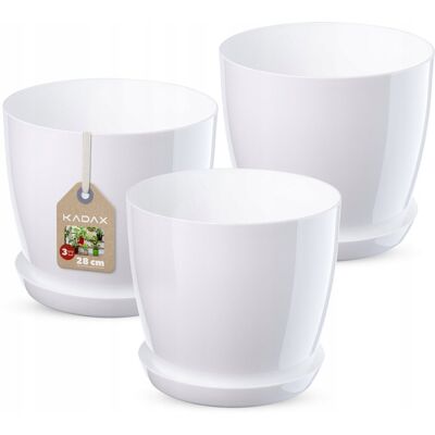 Kadax Zestaw 3x Doniczka Osłonka Biała Połysk 28cm Kadax Zestaw 3x Doniczka Osłonka Biała Połysk 28cm