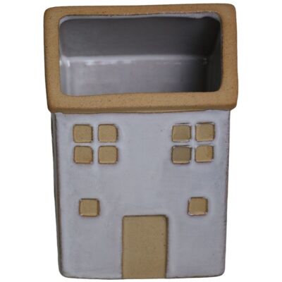 Chiny Kdl340 Wazon Domek Ceramiczny Szkliwiony Biały 10x9,1x15,5 Cm Chiny Kdl340 Wazon Domek Ceramiczny Szkliwiony Biały 10x9,1x15,5 Cm