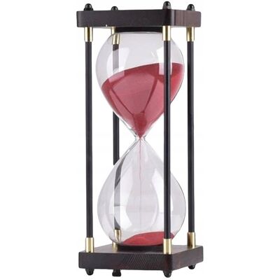 ITIMPORT Klepsydra RETRO Szklano - Drewniana PIĘKNA 60 minut XXL 25x10cm Czerwona ITIMPORT Klepsydra RETRO Szklano - Drewniana PIĘKNA 60 minut XXL 25x10cm Czerwona
