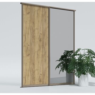 KOLM Drzwi przesuwne do szafy na wymiar 265 x 180 cm, 1x dąb craft, 1x lustro KOLM Drzwi przesuwne do szafy na wymiar 265 x 180 cm, 1x dąb craft, 1x lustro