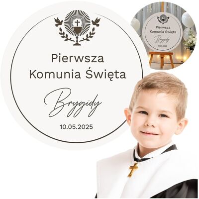 SMX Design Koło tablica powitalna na Komunie 50cm z IMIENIEM Dekoracja komunijna sali SMX Design Koło tablica powitalna na Komunie 50cm z IMIENIEM Dekoracja komunijna sali