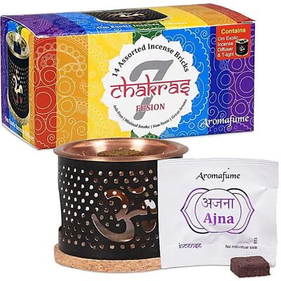 Phoenix Kominek zapachowy dyfuzor zestaw z kadzidełkami w kostce 7 Czakr Aromafume 180g Phoenix Kominek zapachowy dyfuzor zestaw z kadzidełkami w kostce 7 Czakr Aromafume 180g