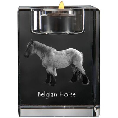Koń belgijski - świecznik ze zdjęciem kota, kryształowa podstawka na tealight, personalizowany prezent marki Art-Dog Koń belgijski - świecznik ze zdjęciem kota, kryształowa podstawka na tealight, personalizowany prezent marki Art-Dog