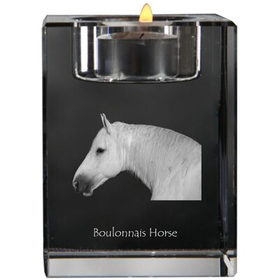 Koń Boulonnais - świecznik ze zdjęciem kota, kryształowa podstawka na tealight, personalizowany prezent marki Art-Dog Koń Boulonnais - świecznik ze zdjęciem kota, kryształowa podstawka na tealight, personalizowany prezent marki Art-Dog