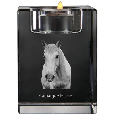 Koń Camargue - świecznik ze zdjęciem kota, kryształowa podstawka na tealight, personalizowany prezent marki Art-Dog Koń Camargue - świecznik ze zdjęciem kota, kryształowa podstawka na tealight, personalizowany prezent marki Art-Dog