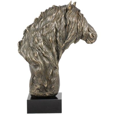 Koń fryzyjski II - duża statuetka z koniem, popiersie na kamiennej podstawie, prestiżowa nagroda w konkursie marki Art-Dog Koń fryzyjski II - duża statuetka z koniem, popiersie na kamiennej podstawie, prestiżowa nagroda w konkursie marki Art-Dog