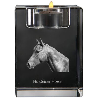 Koń holsztyński - świecznik ze zdjęciem kota, kryształowa podstawka na tealight, personalizowany prezent marki Art-Dog Koń holsztyński - świecznik ze zdjęciem kota, kryształowa podstawka na tealight, personalizowany prezent marki Art-Dog
