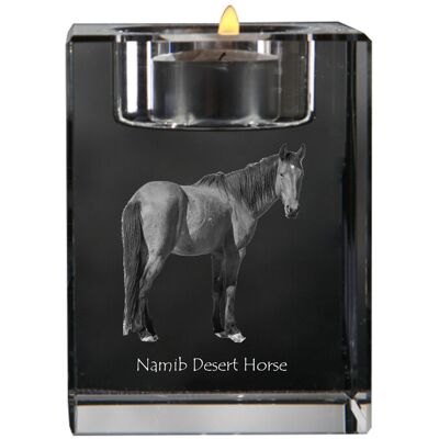 Koń pustynny Namib - świecznik ze zdjęciem kota, kryształowa podstawka na tealight, personalizowany prezent marki Art-Dog Koń pustynny Namib - świecznik ze zdjęciem kota, kryształowa podstawka na tealight, personalizowany prezent marki Art-Dog