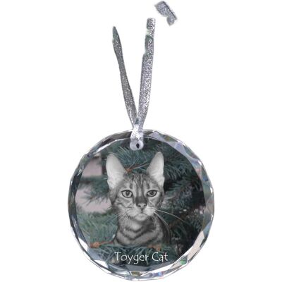 Kot toyger - kryształowa bombka ze zdjęciem, zdjęcia kota w krysztale, personalizowana zawieszka na choinkę marki Art-Dog Kot toyger - kryształowa bombka ze zdjęciem, zdjęcia kota w krysztale, personalizowana zawieszka na choinkę marki Art-Dog