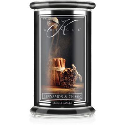 Kringle Candle Cinnamon & Cedar - duża świeca zapachowa 623 g 2 knoty Kringle Candle Cinnamon & Cedar - duża świeca zapachowa 623 g 2 knoty