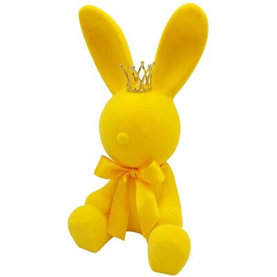 Inny producent Królik wielkanocny żółty flokowany zajączek siedzący z koroną figurka 30 cm Inny producent Królik wielkanocny żółty flokowany zajączek siedzący z koroną figurka 30 cm