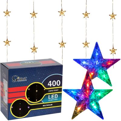 Goliat KURTYNA ŚWIETLNA 3X2M 50 GWIAZDEK OZDOBY ŚWIĄTECZNE LAMPKI 400 LED CIEPŁY BIAŁY/MULTICOLOR Goliat KURTYNA ŚWIETLNA 3X2M 50 GWIAZDEK OZDOBY ŚWIĄTECZNE LAMPKI 400 LED CIEPŁY BIAŁY/MULTICOLOR
