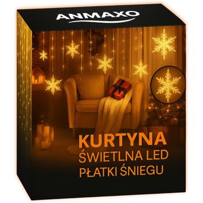 inna (Inny) KURTYNA ŚWIETLNA LED girlanda PŁATKI ŚNIEGU lampki okno świąteczne ANMAXO inna (Inny) KURTYNA ŚWIETLNA LED girlanda PŁATKI ŚNIEGU lampki okno świąteczne ANMAXO