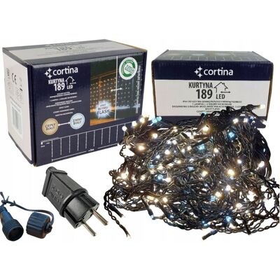 CORTINA KURTYNA ŚWIETLNA LED ŚWIĄTECZNA LAMPKI CHOINKOWE 189 LED 8 METRÓW FLASH CORTINA KURTYNA ŚWIETLNA LED ŚWIĄTECZNA LAMPKI CHOINKOWE 189 LED 8 METRÓW FLASH
