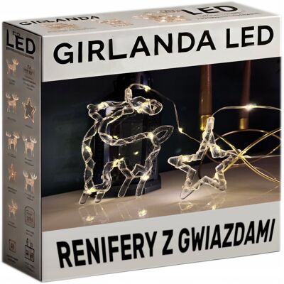 Sarantis KURTYNA ŚWIETLNA OZODBA RENIFER GWIAZDKI GIRLANDA 10 X LAMPKI CHOINKOWE LED Sarantis KURTYNA ŚWIETLNA OZODBA RENIFER GWIAZDKI GIRLANDA 10 X LAMPKI CHOINKOWE LED