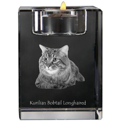 Kurylski bobtail długowłosy - świecznik ze zdjęciem konia, kryształowa podstawka na tealight, personalizowany prezent marki Art-Dog Kurylski bobtail długowłosy - świecznik ze zdjęciem konia, kryształowa podstawka na tealight, personalizowany prezent marki Art-Dog