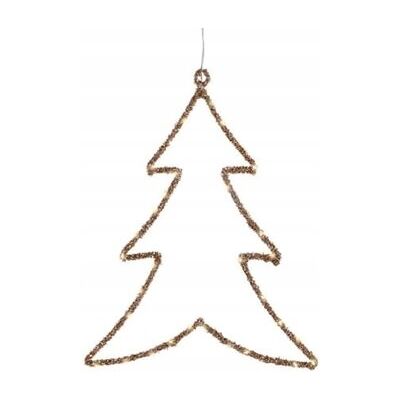 Kaemingk Lampka Świąteczna Wisząca Choinka Złota LED 34x46cm Kaemingk Lampka Świąteczna Wisząca Choinka Złota LED 34x46cm