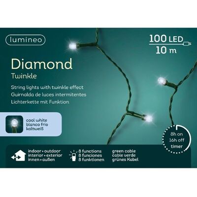 ABC Lampki 100 led zew/wew z programatorem zimny biały 9,9m ABC Lampki 100 led zew/wew z programatorem zimny biały 9,9m
