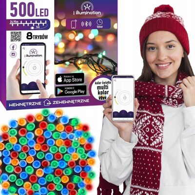 JUMI Lampki 500led Choinkowe Świąteczne Multikolor - Sterowane Telefonem Bluetooth JUMI Lampki 500led Choinkowe Świąteczne Multikolor - Sterowane Telefonem Bluetooth
