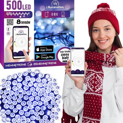 JUMI Lampki 500led Świąteczne Choinkowe Białe Sterowane Telefonem Bluetooth JUMI Lampki 500led Świąteczne Choinkowe Białe Sterowane Telefonem Bluetooth